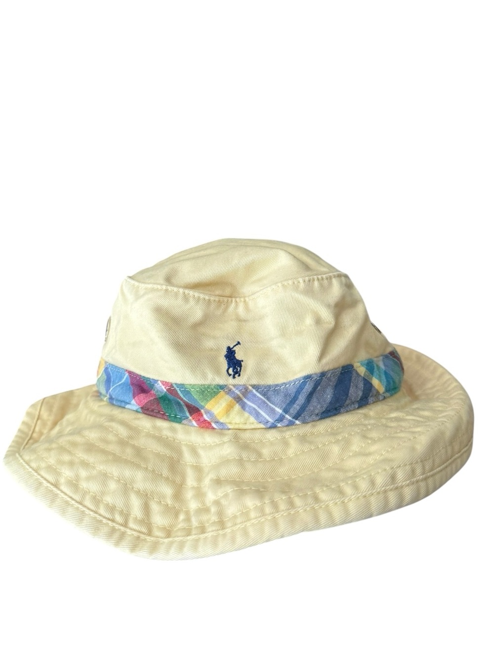 Polo by Ralph Lauren 100% Cotton Butter Yellow Bucket Hat with Plaid TODDLER